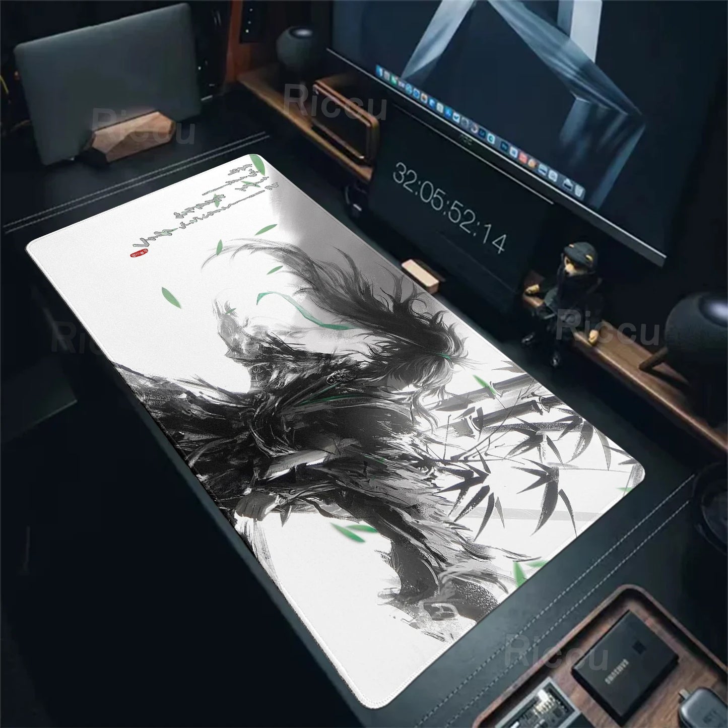 Black White Samurai Warrior Mouse Pad Desk Accessories Gamer Keyboard Table Mat Office Company Mousepad Gaming Laptop Accessory