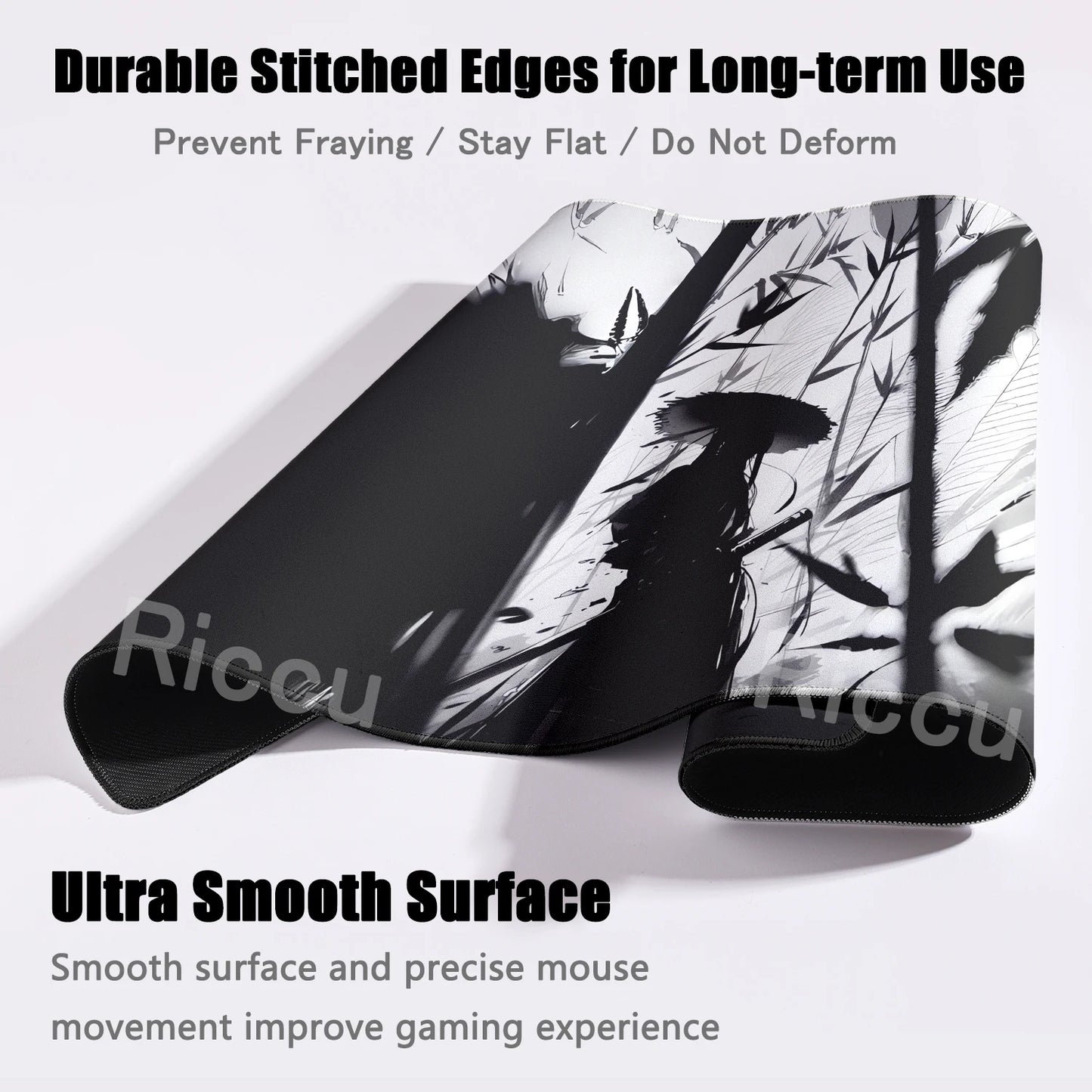 Black White Samurai Warrior Mouse Pad Desk Accessories Gamer Keyboard Table Mat Office Company Mousepad Gaming Laptop Accessory