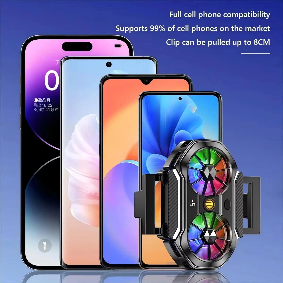 Mobile Phone Cooler Dual Fan Cooling Mobile Gaming E-Sports Cooling