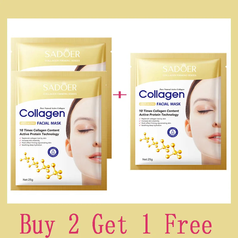 10pcs Korean Collagen Anti Wrinkle Facial Mask Skin Moisturizing Brightening Skincare Mask