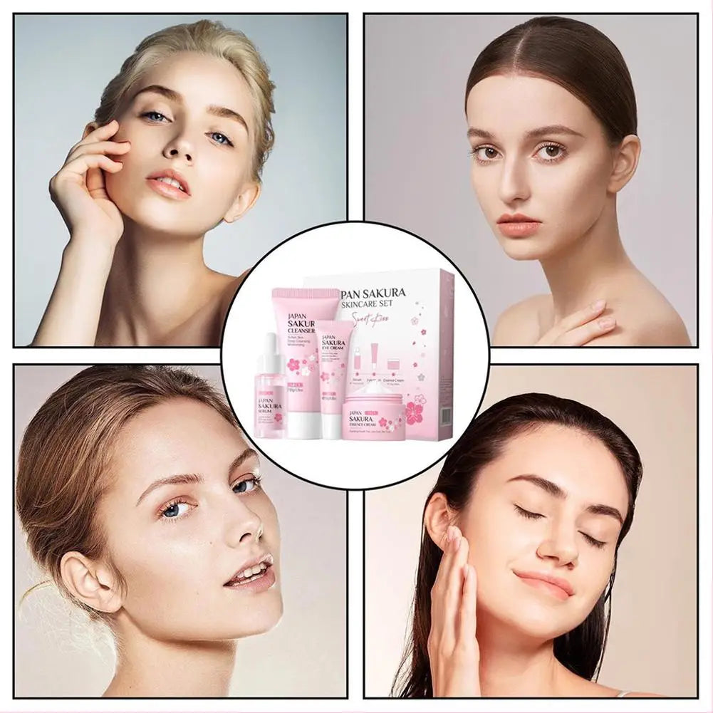 Sakura Skin Care Sets & Kits With Cleanser,Serum,Eye Cream,essence Cream Beauty Products For Women