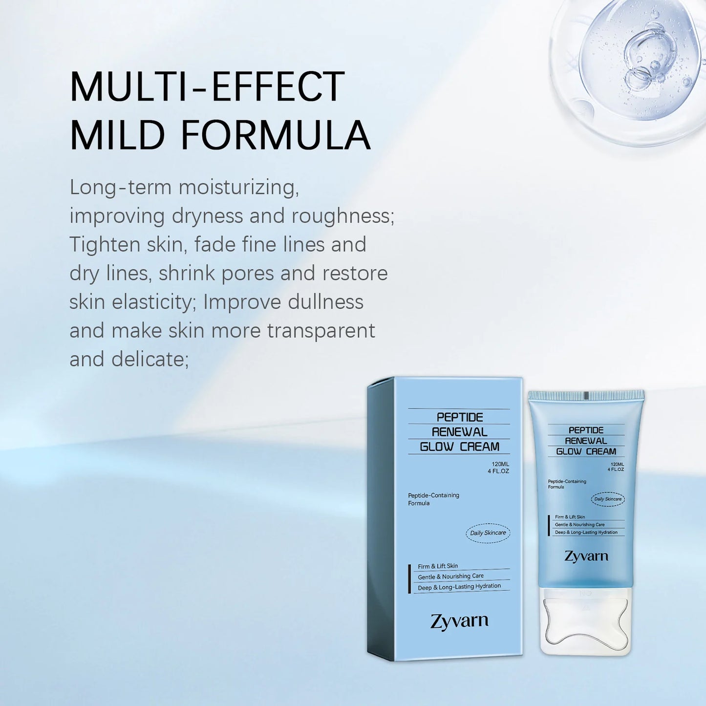Peptide skincare cream, gently moisturizing, keeps skin hydrated, daily skincare cream