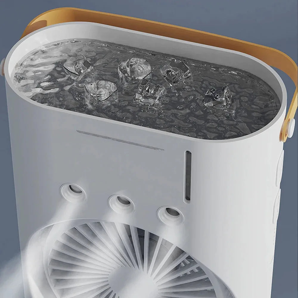 Refrigeration Mini Fan Desktop Shake-head Dual Fan Three-hole Ice Fog Cooler