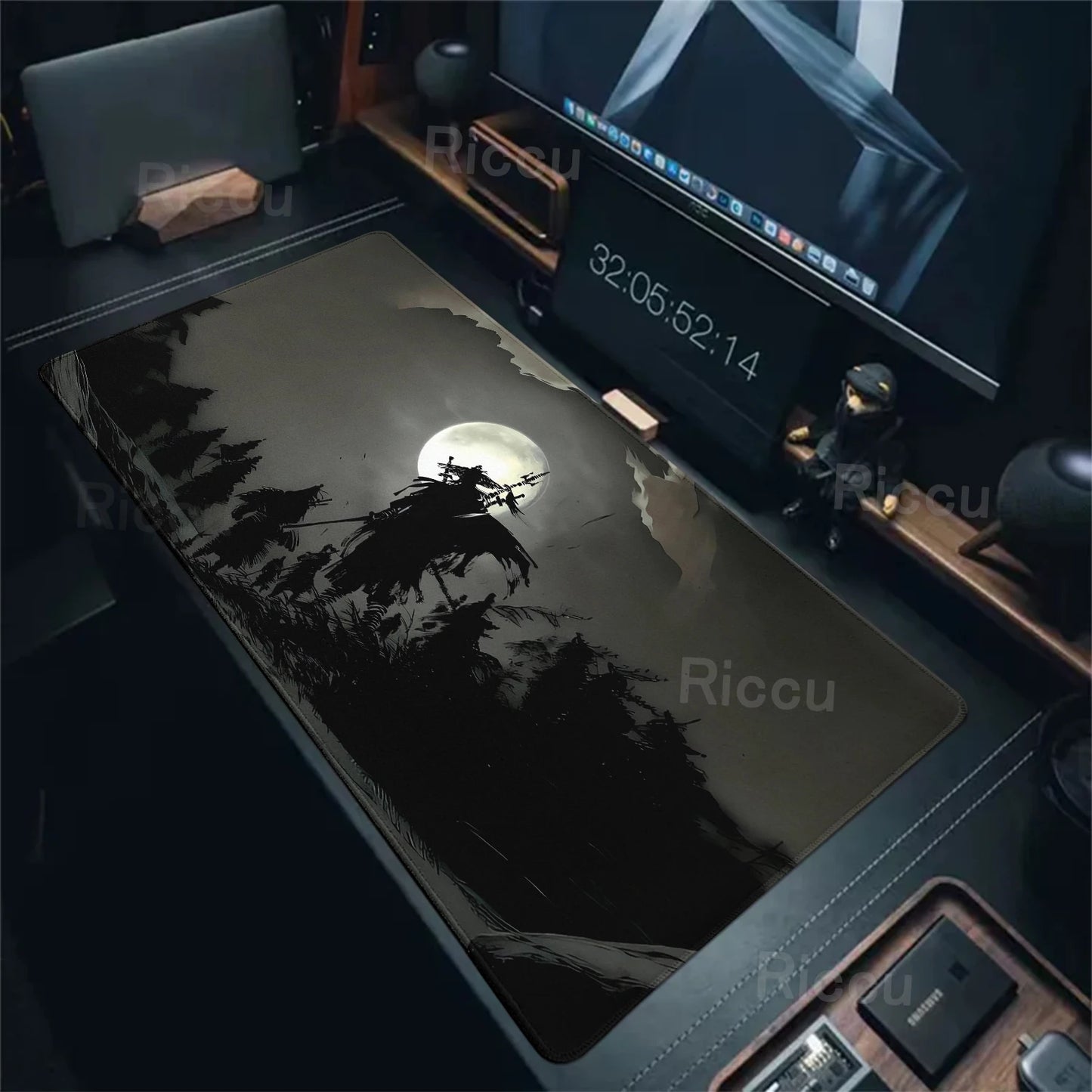 Black White Samurai Warrior Mouse Pad Desk Accessories Gamer Keyboard Table Mat Office Company Mousepad Gaming Laptop Accessory