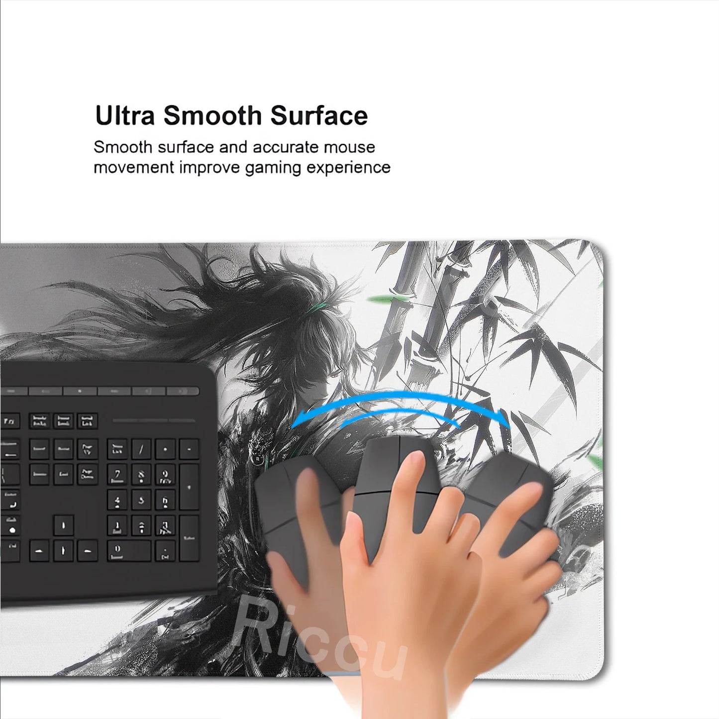Black White Samurai Warrior Mouse Pad Desk Accessories Gamer Keyboard Table Mat Office Company Mousepad Gaming Laptop Accessory